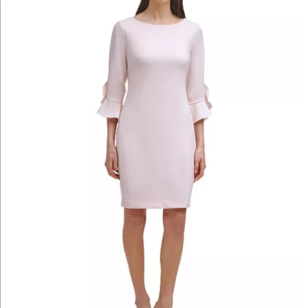 Karl Lagerfeld pink flutter short sleeve dress 2